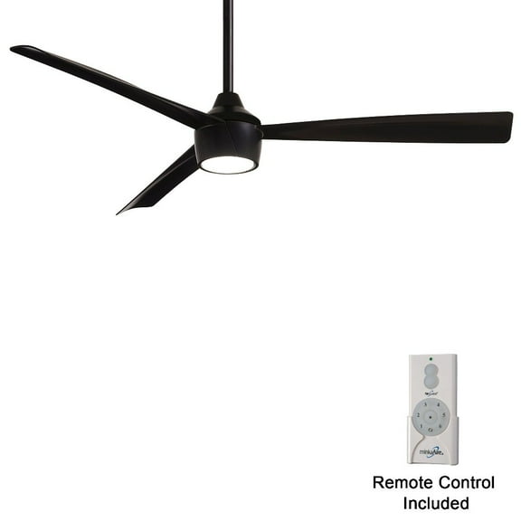 Minka-Aire Skinnie 56-Inch 3-Blade LED Ceiling Fan in Coal Finish W/ Coal Blades & Etched Lens - F626L-CL