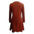 thumbnail image 5 of felwors Women's Knit Dress Long Sleeve Casual Crew Neck Tunic Dresses with Pockets Button Side Fall Winter Trendy Outfits Coffee, S, 5 of 6