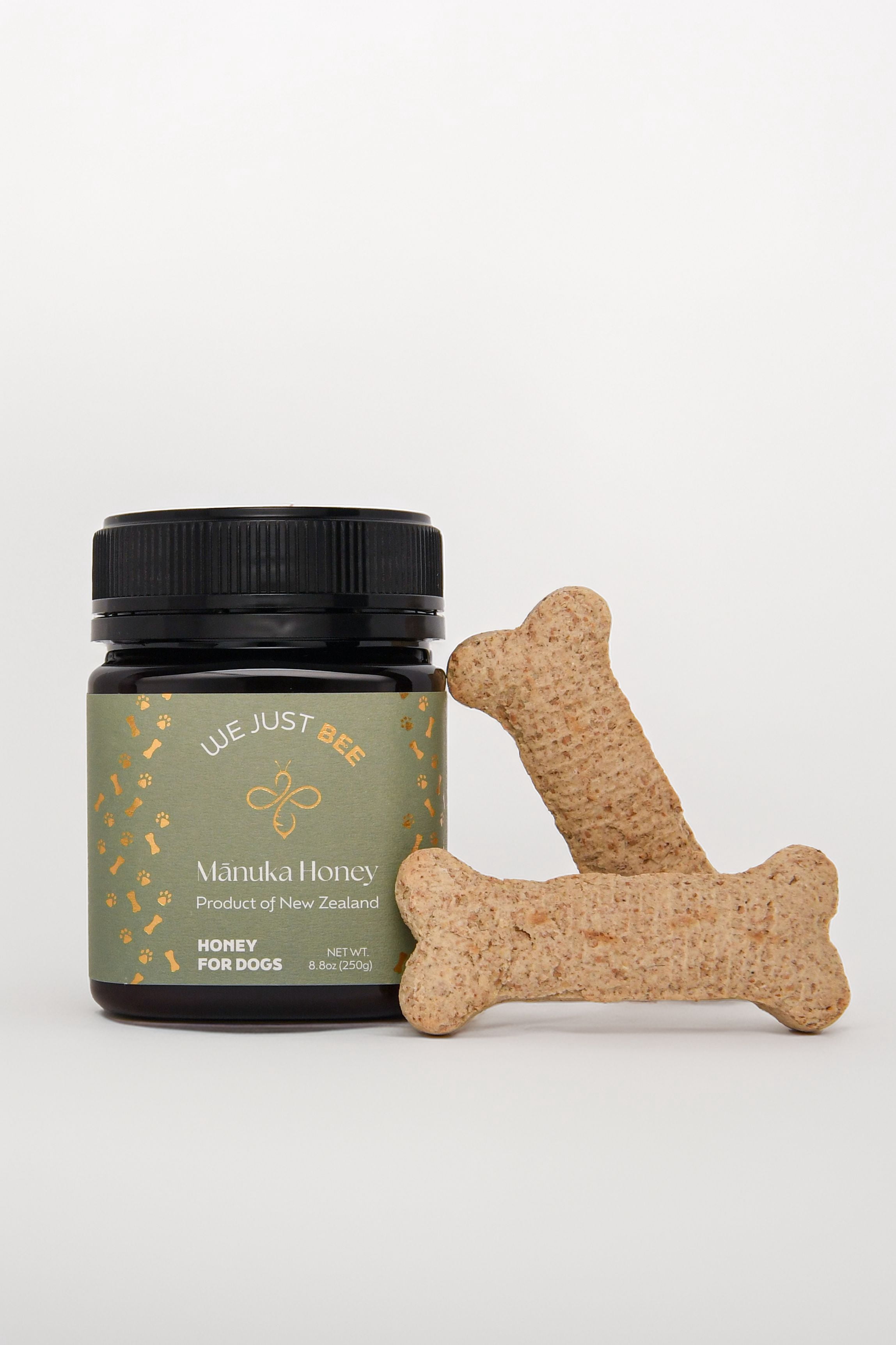 We Just Bee Honey for Dogs - Manuka Honey for Canine Wellness, Natural Immunity and Skin Support, Premium New Zealand Honey, Delicious and Healthy Treat for Dogs – 250g/8.8oz