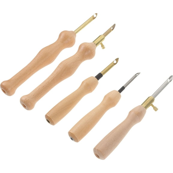 HONMEET Stainless Steel Round Handle Punch Needles 5pcs for Craft Sewing and Projects