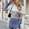 thumbnail image 4 of Womens Color Block Patchwork Tunic Tops Crewneck Long Sleeve Dressy Casual T Shirts Loose Comfy Basic Fall Blouses Tops, 4 of 6