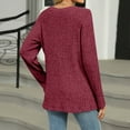 thumbnail image 6 of Womens Plain Tshirts Long Sleeve Going Out Tops for Women Fall Fashion Crew Neck Loose Buttons Blouses Business Casual Red L, 6 of 8