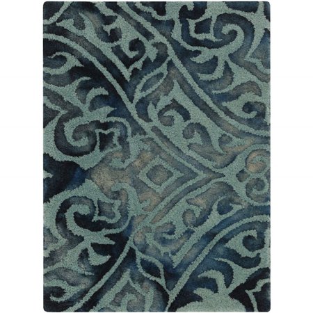 Belladonna Two Light - Contemporary Belladonna Collection Area Rug in Teal and Oval, Rectangle, Round, Runner Shape