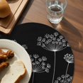 thumbnail image 3 of Black Dandelion Round 15 Inch Placemats Set of 8, Spring Modern Minimalist Country Flower HeatResistant Non Slip Place Mats for Dining Table, Wipeable Braided Kitchen Table Mats for Housewarming, 3 of 9
