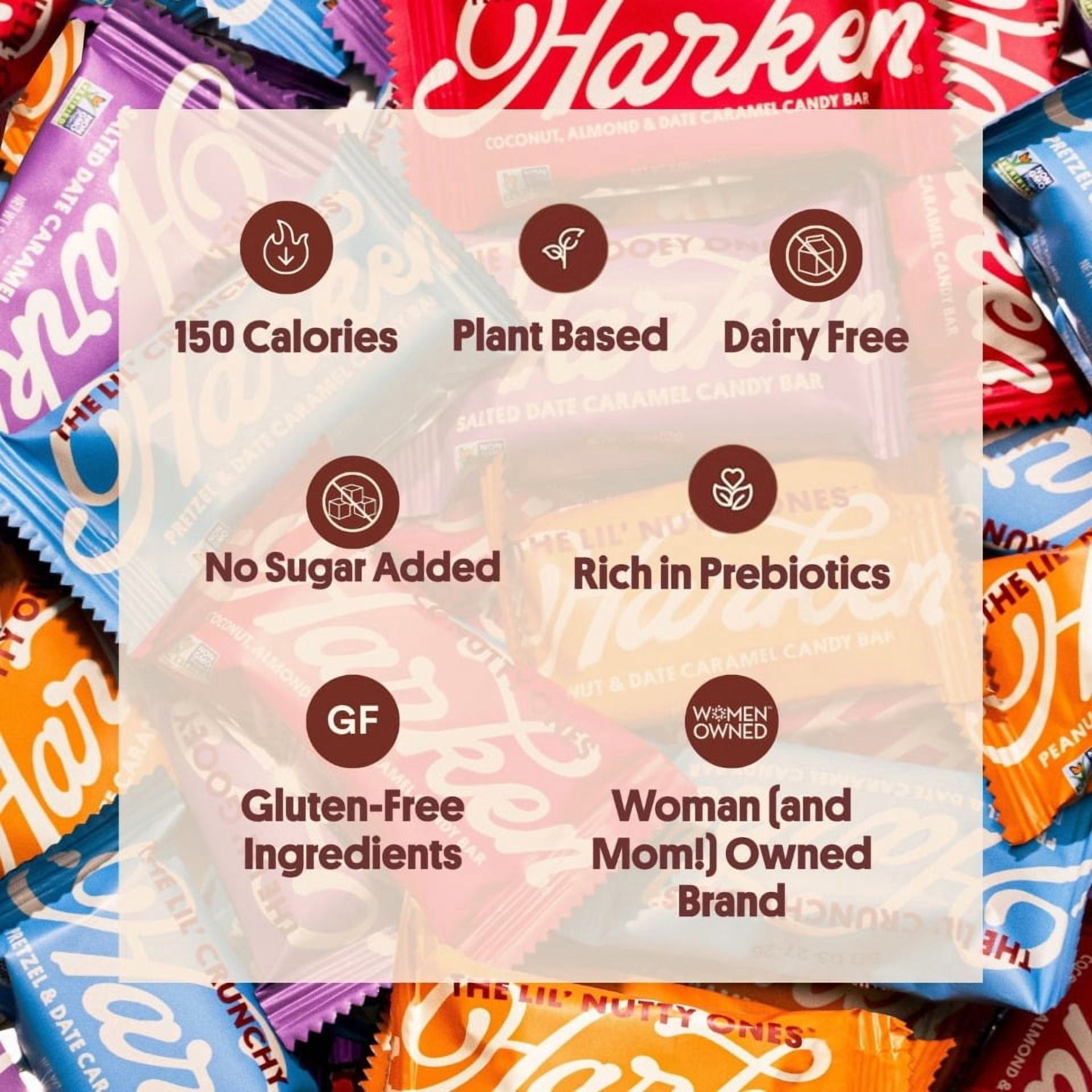 Harken, Salted Caramel & Chocolate Candy Bar, Added Sugar Free, 14g Fiber, Gut-Happy & Vegan Snack, Dairy Free, 1.41oz