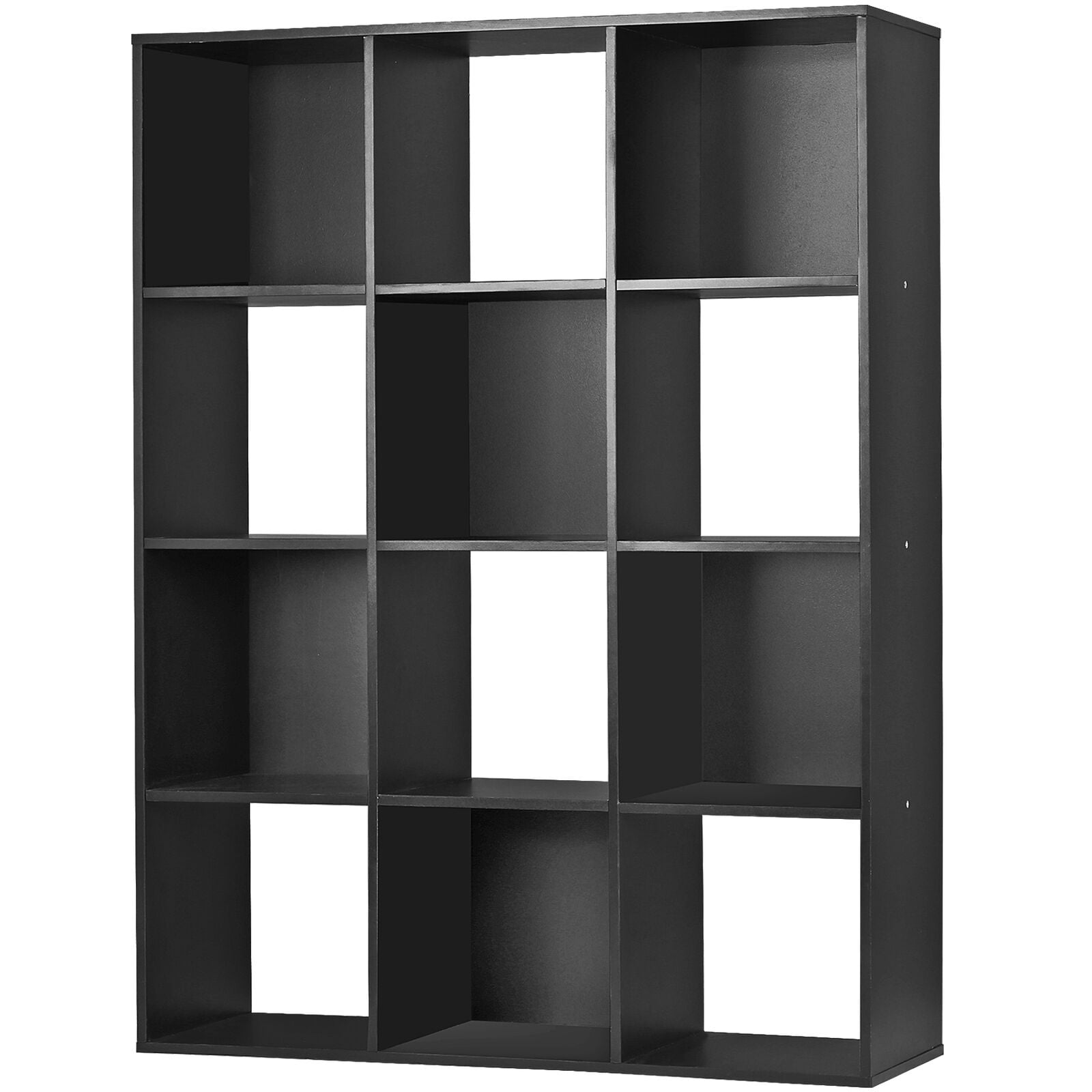 MarketLane 12 Cube Laminated Wood Reversible Stackable Open Bookcase Display Shelf Storage Organizer for Home and Office Organization,Black