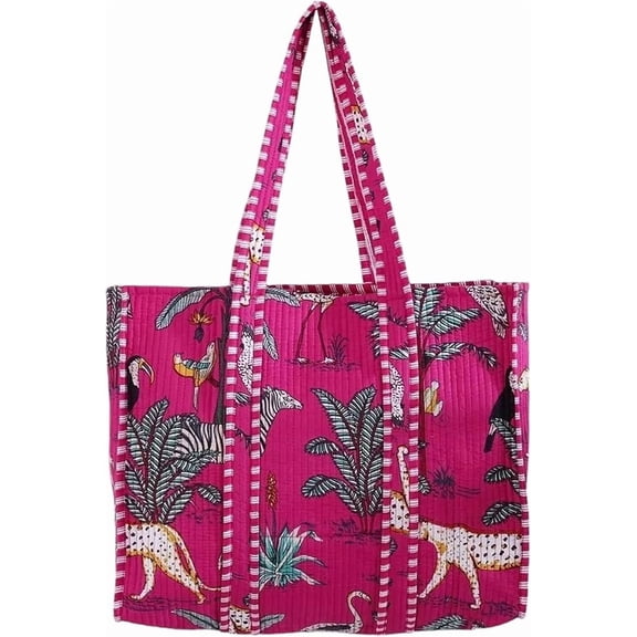 Craft Lovers Women Handblock Lightweight Travel Bag Purse Cotton Shoulder Tote Bag For Shopping Grocery & Beach Bag