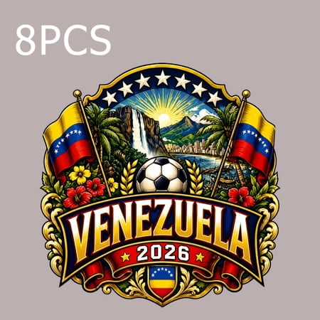 8 large-sized iron-on transfer sheets , DTF Transfer Ready to Press for T-Shirts, Venezuela Flag Soccer Landscape Stars, Waterproof Heat Transfer Vinyl for Apparel(28CM-11.02in)