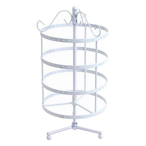 Desmontable 4 niveles giratorio 72 pares pendiente collar llavero organizador Blanco Hugo estante giratorio del sostenedor del pendiente