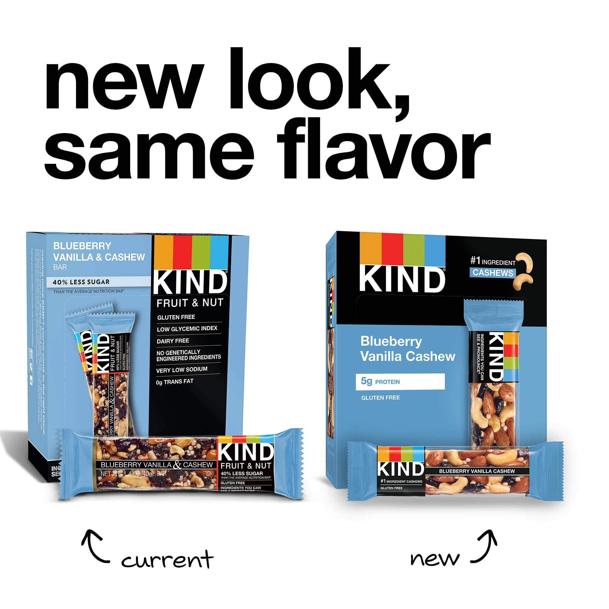 Kind Blueberry Vanilla & Cashew Fruit & Nut Bar, 1.4 oz, (Pack of 12)