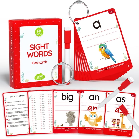 Wjpc 58 Tarjetas 116 Piezas Tarjetas Flash De Palabras Vistas De Alta Frecuencia para (Pre-K Pre-Kindergarten Kindergarten 3 4 5 Años Edades Niños Niños Niñas Tarjetas Flash para Niños Pequeños De 3 A