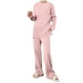 thumbnail image 4 of yievot Lounge Sets for Women Long Sleeved Knitted Two Piece Sweater and Pants Pajamas Loungewear, 4 of 8