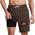 thumbnail image 3 of UVEASISHA Swimming Trunks for Men Tropical Printed Bathing Suit Drawstring Elastic Waist Surf Swimwear Water Sports Quick Dry Board Shorts with LinerBrown 3XL, 3 of 7