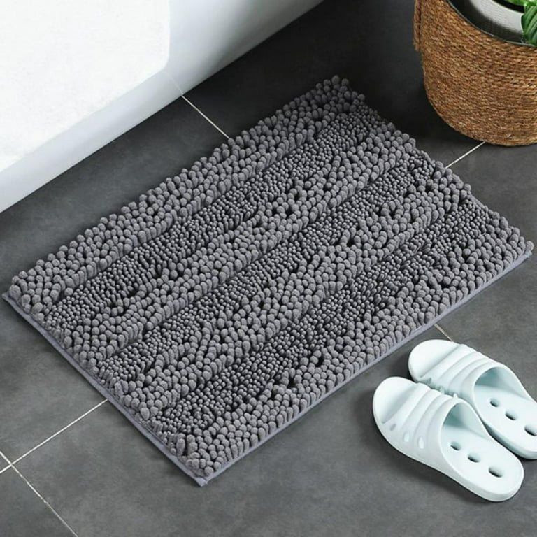 Bathroom Rugs Slip-Resistant Extra Absorbent Soft and Fluffy Thick Striped  Bath Mat Non Slip Microfiber Shag Floor Mat Dry Fast Waterproof Bath Mat (1