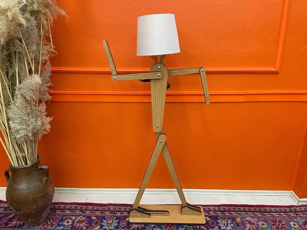 Wood Floor Lamp Boho 5ft Tall Adjustable Lamp Wooden Standing Lamp Steampunk Decor