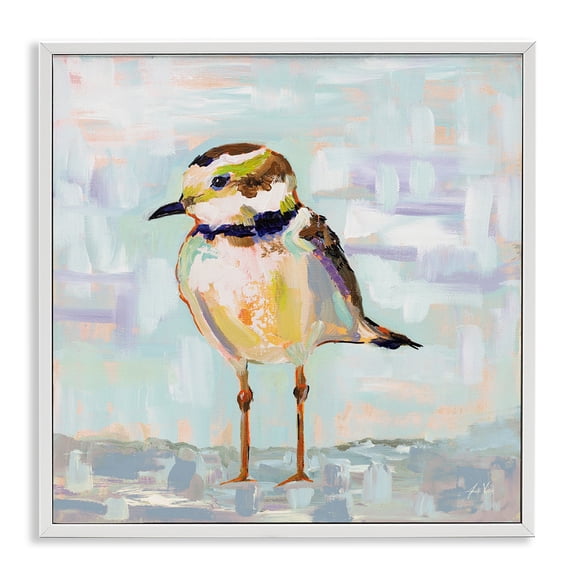 Stupell Industries Coastal Coastal Plover Patchwork Abstract White Framed Giclee Art, 12 x 12, by Jeanette Vertentes
