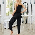 thumbnail image 5 of jsaierl Womens Jumpsuits, Women Fashion Sexy Summer Casual Solid Color Sling V-Neck Ruched Open Back Pocket Jumpsuit, 5 of 8