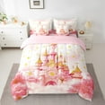 thumbnail image 2 of Erosebridal Pink Castle Bedding Queen Size, Dreamy Princess Bedding Sets Queen Size, Cherry Blossoms Reversible Bed Set, Ultra Soft Room Decor, 7 Pieces, 2 of 6