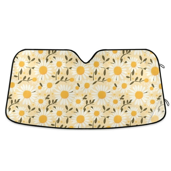 Cute Simple Daisies Car Windshield Sun Shade Foldable Car Front Window Visor Heat and UV Protection 53x23.5