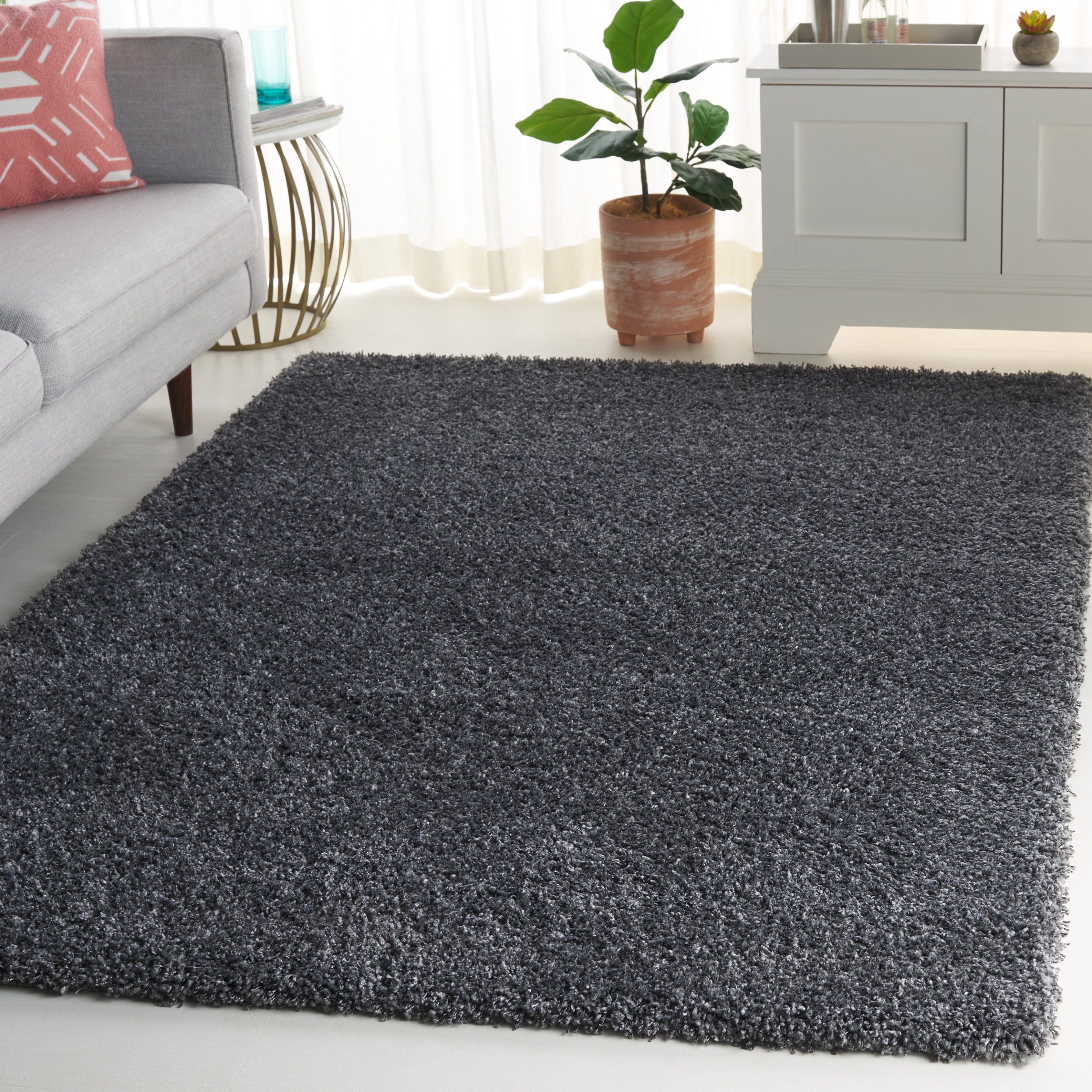 Safavieh California Plush Solid Shag Area Rug, Dark Gray, 6' x 8'