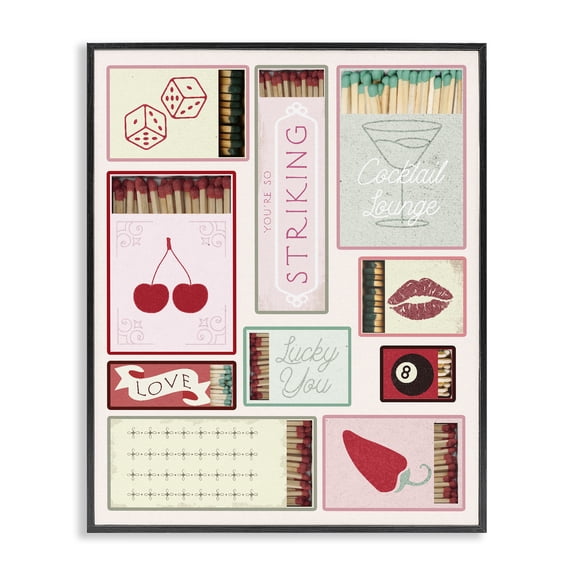 Stupell Industries Trendy Glam Matchboxes Fashion Painting Black Framed Art Print Wall Art, 11 x 14