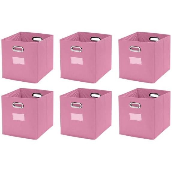 Ornavo Home Foldable Storage Bins Basket Cube Organizer with Dual Handles and Window Pocket - 6 Pack - 12" L x 12" W x 12" H