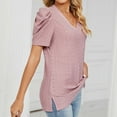 thumbnail image 4 of Gibobby Camisas mexicanas con cuello en V para mujer Camiseta suelta informal con cuello en V para mujer, blusa manga corta con estampado(Rojo de la sandía,CH), 4 of 5