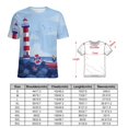 thumbnail image 2 of Lighthouse Seagulls Boat Ocean Womens Tops Women's Fashion Casual Short Sleeve Flower Print Round Neck Pullover Top Blouse, 2 of 7
