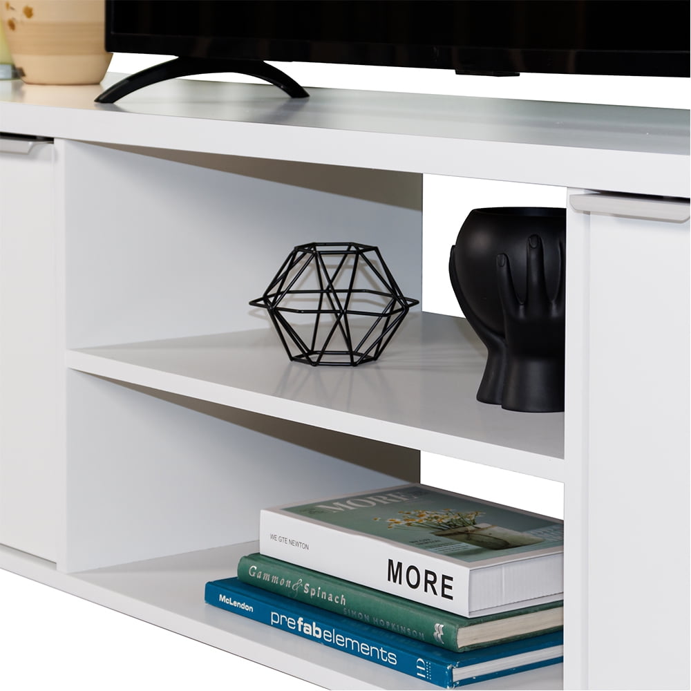 Madesa TV Stand Large Media Console with Cable Management for 65, 75 Inch Media Storage Gaming Living Room Entertainment Center Modern Wooden Television Cabinet - White