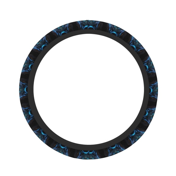 Picia Cool Blue Light Wolf Car Steering Wheel Cover, Non-Slip, Breathable, Universal 15 inch