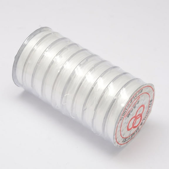 Flat Elastic Crystal String Elastic Beading Thread for Stretch Bracelet Making White 0.8mm about 10.93 yards(10m)/roll