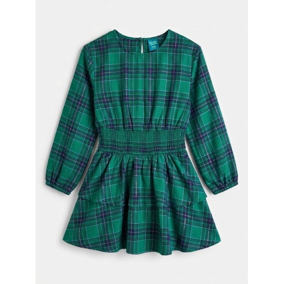 Wonder Nation Girls Smocked Tiered Dress with Long Sleeves, Size 4-18 & Plus