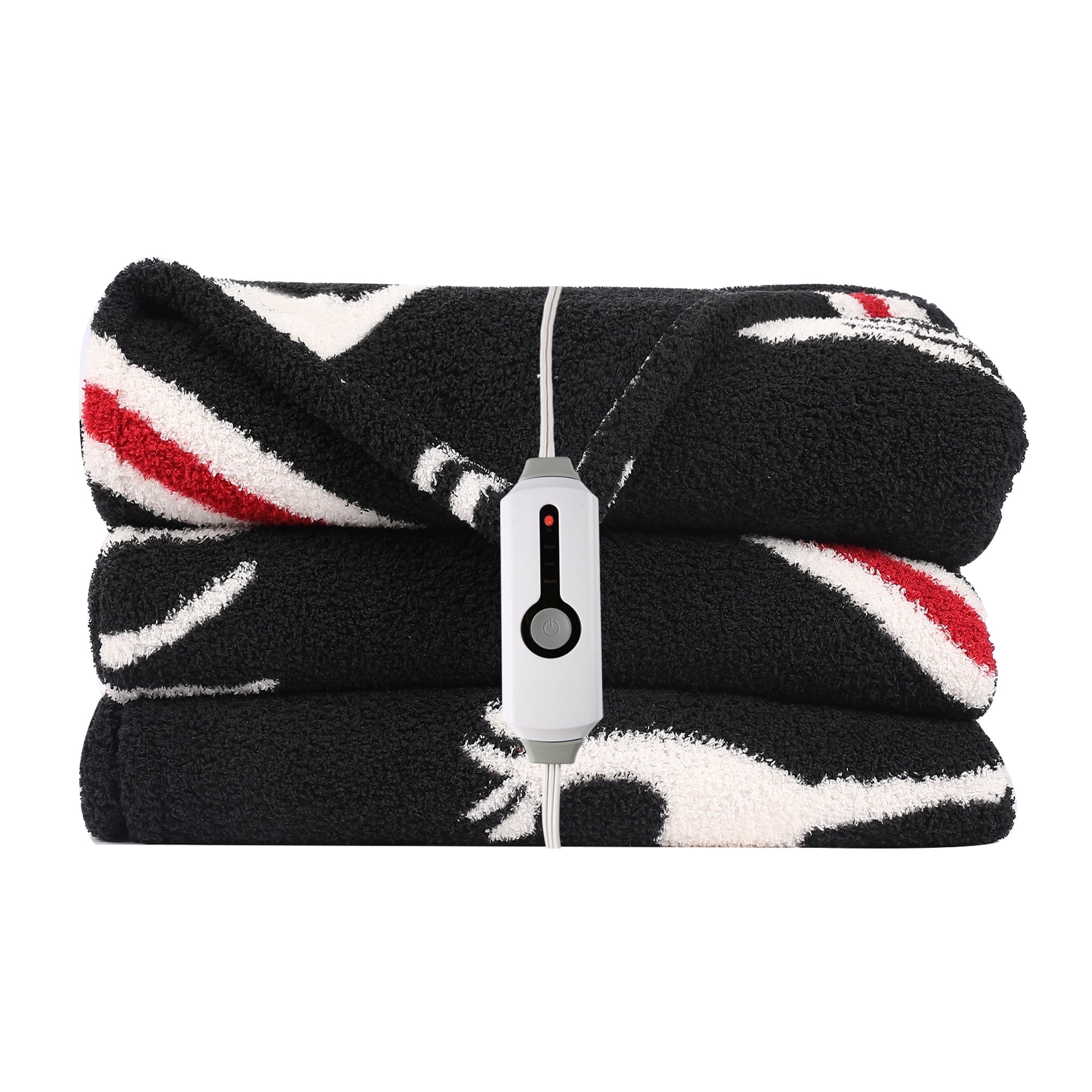 SUNNY HEAT Electric Heated Blanket Twin size 62''x84'' Warm Machine Washable- black and white
