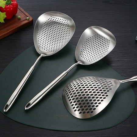 

Cheers US Large Slotted Spoon Skimmer Ladles Heavy Duty Stainless Steel Skimmer Spatula Colander Strainer for Cooking and Frying