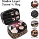 thumbnail image 3 of Double-layer Cosmetic Bag Makeup Bag Travel Makeup Bag Makeup Bags for Women Cosmetics Cases Portable Waterproof Foldable (Leopard), 3 of 4