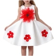 thumbnail image 1 of Vestido de cuello redondo sin mangas, bonito vestido de princesa para niña de primavera y verano, falda sin mangas con flores tridimensionales, vestido de poliéster para niños., 1 of 7