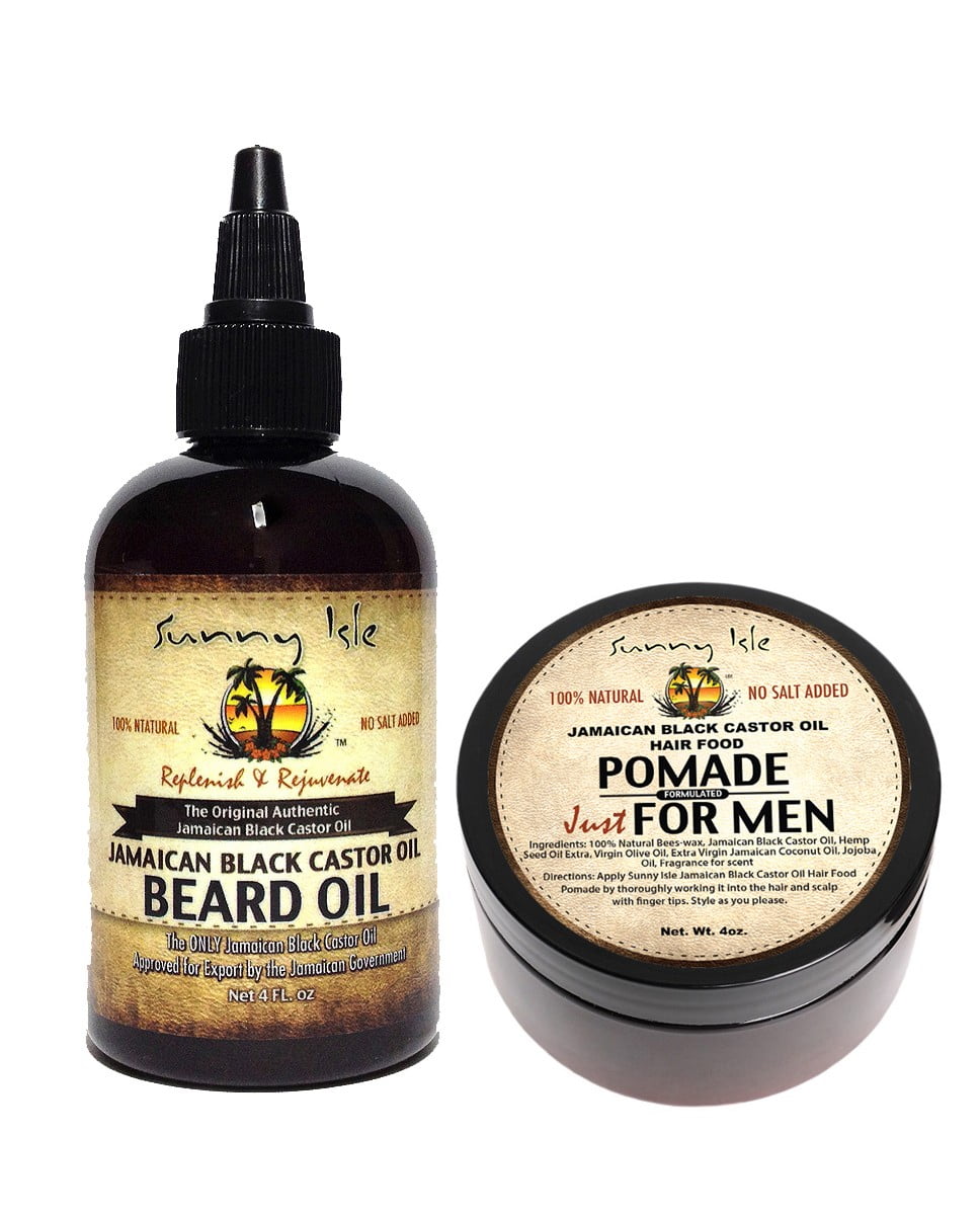 Sunny Isle Jamaican Black Castor Oil Beard Oil & Pomade for Men Bundle
