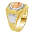thumbnail image 2 of 14k Tricolor Gold, Lucky Horse Shoe Fancy Gent Ring Created CZ Crystals Size 9.5, 2 of 3