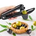 thumbnail image 4 of Cheer Collection One Hand Cherry and Olive Pitter with Splash Guard and Locking Handle, Black, 4 of 6