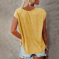 thumbnail image 3 of Womens Summer Tops Casual V Neck T Shirts Loose Fit Short Sleeve Shirts Comfy Roll Sleeve Going Out Tops Yellow XL, 3 of 7