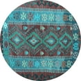 thumbnail image 1 of Ahgly Company Indoor Round Southwestern Light Blue Country Area Rugs, 5' Round, 1 of 4