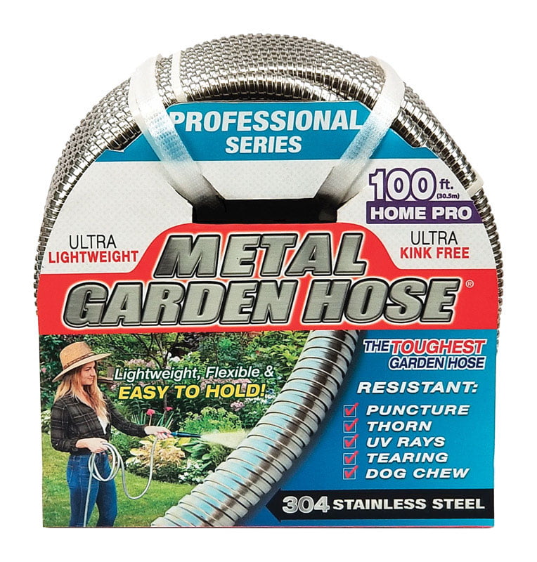 100FT 304 Stainless Steel Metal Garden Hose-Water Hose with Solid Metal Portable & Lightweight Kink Free-100FT Outdoor Hose 