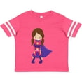 thumbnail image 3 of Inktastic Superhero Girl, Brown Hair, Cute Girl, Purple Cape Girls Toddler T-Shirt, 3 of 5