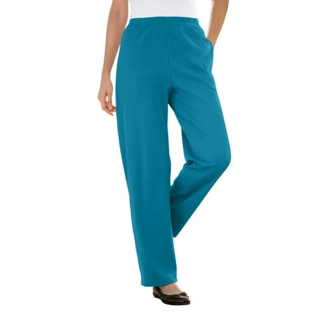 Woman Within Plus Size Petite 7-Day Knit Ribbed Straight-Leg Pull-On Pants