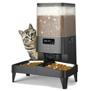 FeelNeedy Automatic Cat Feeder, 5L Timed Pet Food Dispenser, Elevated Cat Dog Feeder with 2 Stainless Steel Bowls, Black