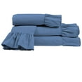 thumbnail image 5 of 4 Piece Corner Ruffle Sheet Set, 3" Inch Corner Ruffle On Flat Sheet, 18 Inch Deep Pocket, 100% Egyptian Cotton, 800 TC, Cal King Size, Solid Medium Blue, 5 of 6