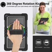 Case for Samsung Galaxy Tab S6 Lite 10.4 SM-P610/P615, Kids Heavy Duty Rugged Shockproof Adjustable Kickst Protective Tablet Cover with Hand/Shoulder Strap, Black