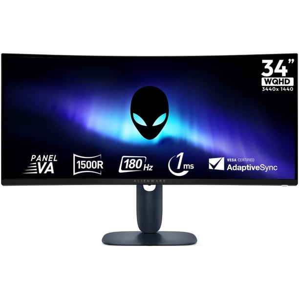 Monitor Gamer Curvo ALIENWARE 34" WQHD 180Hz 1ms VA HDMI DP Soporte Ajustable AW3425DWM Maxima Fluidez y Reaccion