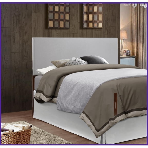 Queen Size Adjustable Height Faux Leather Headboard - Light Grey for Bedroom
