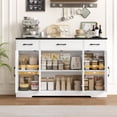 thumbnail image 2 of Homfa Buffet Cabinet with 3 Drawers and 4 Doors, 55.1” W Kitchen Sideboard Storage Cabinet with Adjustable Shelves, Farmhouse Coffee Bar Cabinet for Dining Room, White & Black, 2 of 9